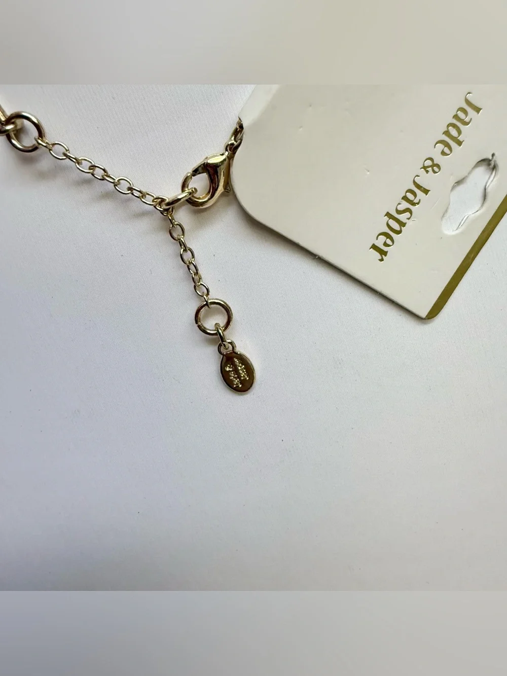 NWT Jade & Jasper Gold Tone Necklace Textured Organic Discs Rhinestones